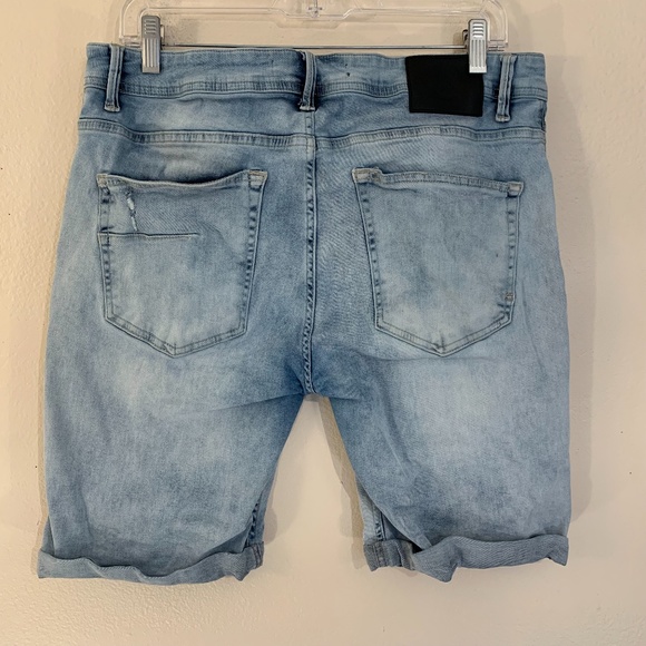 Ashes to Dust Distressed Stretch Shorts XL 32-39 very elastic fabric 9" inseam - Picture 3 of 3